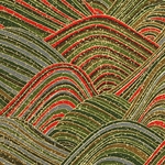 Chiyogami Paper- Red, Green, Gray, Amber, Gold Waves 18"x24" Sheet