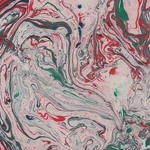 Nepalese Marbled Lokta Paper- Red, Green, and Black on Cream
