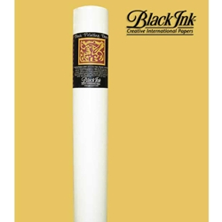Black Ink Thai Mulberry Block Printing Paper Roll Bleached White - 37"x32.5 Feet
