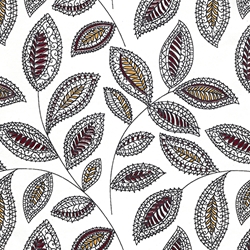 Printed Cotton Paper from India- Frieze- Leaf Doodles on White 22x30 Inch Sheet