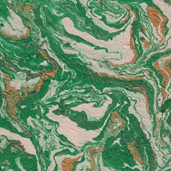Nepalese Marbled Lokta Paper- Green and Gold on Natural
