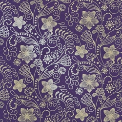 Nepalese Printed Paper- Art Nouveau Flowers on Purple 20x30" Sheet