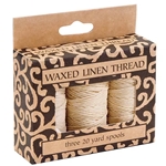 Lineco Waxed Linen Thread- Boxed Sets of 3 Spools (Natural)