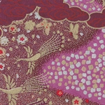 Japanese Chiyogami Paper- Gold Cranes on Purple Clouds