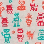 Nepalese Printed Paper- Bright Robots 20x30" Sheet