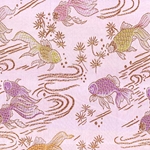 Chinese Brocade Paper- Goldfish on Pink 26x16.75" Sheet