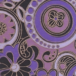 India Screen Printed Papers - Funkadelic Floral Paper- Purple, Lavender, Rose, & Gold on Black 22"x30" Sheet