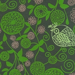 India Screen Printed Papers - Green Birds & Flowers on Dark Green 22"x30" Sheet