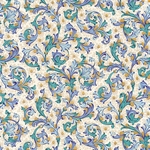 Rossi Decorated Papers from Italy - Traditional Florentine in Turquoise and Blues 28"x20" Sheet