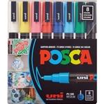 Posca Acrylic Paint Marker Set- PC-3M 8 Color Basic Set (Fine .9 - 1.3 mm)