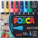 Posca Acrylic Paint Marker Set- PC-5M 8 Color Basic Set (Medium 1.8 - 2.5mm)