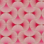 Printed Cotton Paper from India- Art Deco Interlocked Shells in Red & Pink on Tan 20x30" Sheet