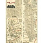 Cavallini Decorative Paper - New York City Map #4 20"x28" Sheet