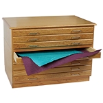 10 Drawer Flat File with Solid Oak Fronts, Base and Cap