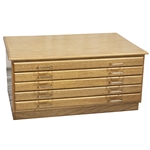 5 Drawer Solid Oak Front Flatfile with Top and Base