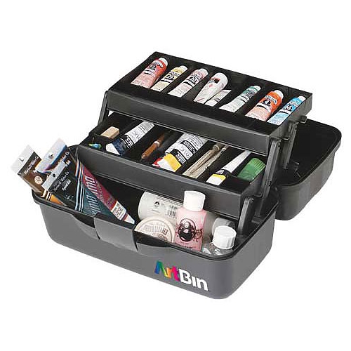 ArtBin 6891AG 1-Tray Art Supply Box, Portable Art & Craft Organizer with  Lift-Up Tray, [1] Plastic Storage Case, Gray/Black