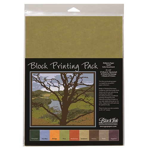 Mulberry Paper Block Printing Pack Earth Color Assortment