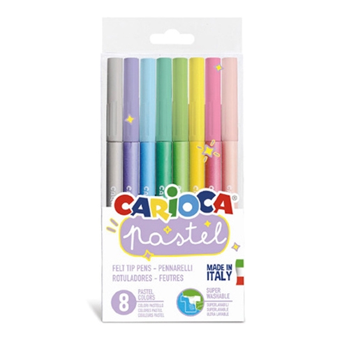 Carioca Pastel Super-Washable Felt Tip Pens 8PC Set