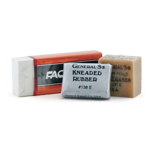 Generals Eraser Set of 3 - Kneaded, Extra Soft White Vinyl, and Gum Eraser