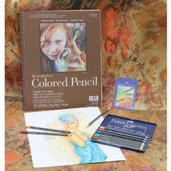 Faber-Castell Art GRIP Colored Pencil 12 Piece Set with a Strathmore 9"x12" Colored Pencil Drawing Pad