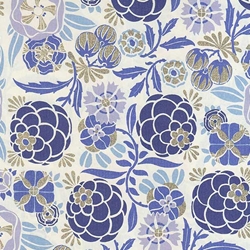 Rossi Decorated Papers from Italy - Liberty Flowers Blue  28"x40" Sheet
