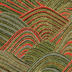 Chiyogami Paper- Red, Green, Gray, Amber, Gold Waves 18"x24" Sheet