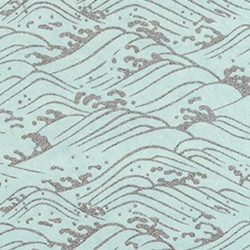 Japanese Chiyogami Paper - Light Blue and Metallic Silver Waves