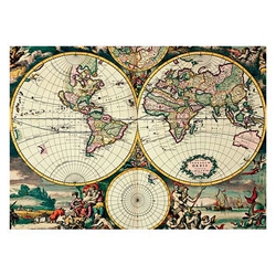 Four Hemisphere World Map- Poster Paper 19.5 x 27.25" Sheet