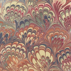 Marbled Paper from India - Victorian Feather & Fan 22"x30" Sheet