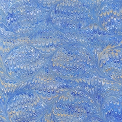 Handmade Italian Marble Paper- Bird Feather Blue 19.5 x 27" Sheet