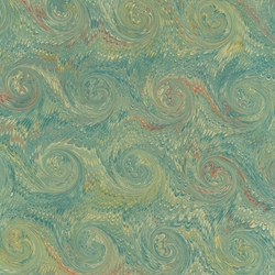 Handmade Italian Marble Paper- Scroll Swirls Turquoise 19.5 x 27" Sheet