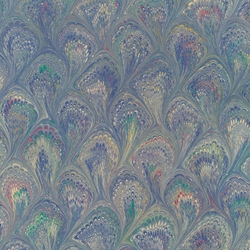 Handmade Italian Marble Paper- Peacock Bright Blue 19.5 x 27" Sheet