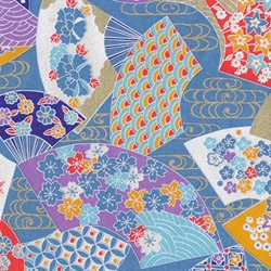 Japanese Chiyogami Paper- Floral Pastel Fans 19x25" Sheet