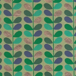 Beanstalk Printed Paper from India- Green, Blue, Turquoise & Gold on Green 22x30" Sheet