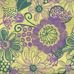 Printed Cotton Paper from India- Flower Power! Lavender & Green 22x30 Inch Sheet