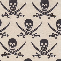 Nepalese Printed Paper- Jolly Roger Black on Natural 20x30" Sheet