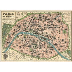 Cavallini Decorative Paper - Paris Map 20"x28" Sheet
