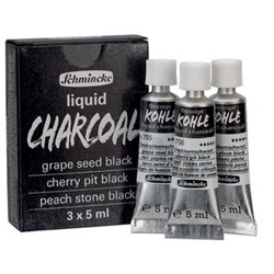 Schmincke Liquid Charcoal- Tube Set of 3 Blacks