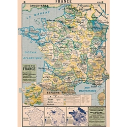Cavallini Decorative Paper - France Map #2 20"x28" Sheet