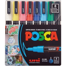 Posca Acrylic Paint Marker Set- PC-3M 8 Color Basic Set (Fine .9 - 1.3 mm)