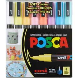 Posca Acrylic Paint Marker Set- PC-3M 8 Soft Colors Set (Fine .9 - 1.3mm)
