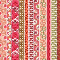 Chiyogami- Pattern Stripes in Pink Shades 18"x24" Sheet
