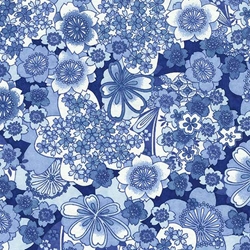 Japanese Chiyogami Paper- Cherry Blossom Kaleidoscope in Blue 18"x24" Sheet