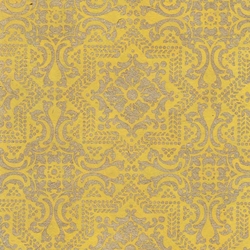 "NEW!" Nepalese Printed Paper- Gold Moroccan Tile on Mustard 20x30" Sheet