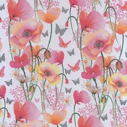 Pink Poppies and Silver Butterfly Garden- 19.5x27" Sheet