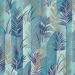Blue & Gold Fern Leaves - 18"x24" Sheet
