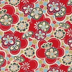 Red & Multicolor Floral Pattern - 18"x24" Sheet