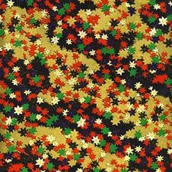 Multicolor Leaves on Black and Gold - 19"x25" Sheet