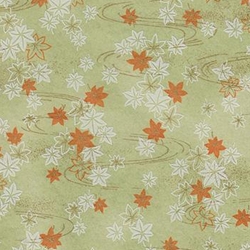 White & Orange Maple Leaves on Pale Green - 19"x26" Sheet