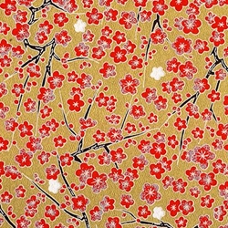 Red Blossom on Gold - 21.5"x31.5" Sheet